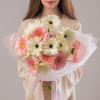 Букет из 15 гербер белые+розовые