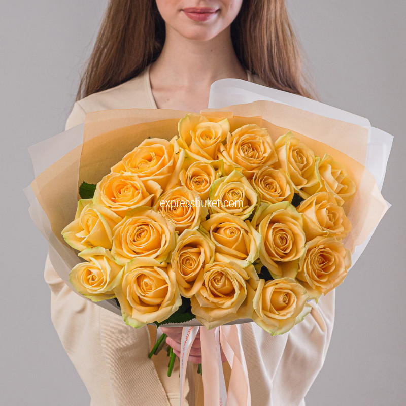 Букет роз Пич Аваланж 21 шт