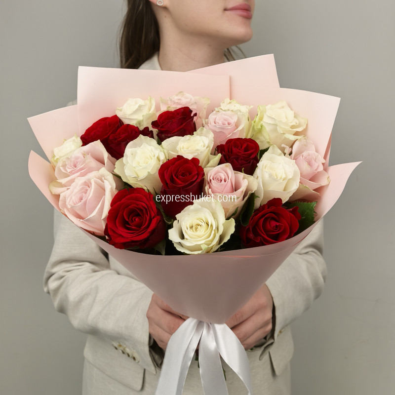 Букет 21 роза микс