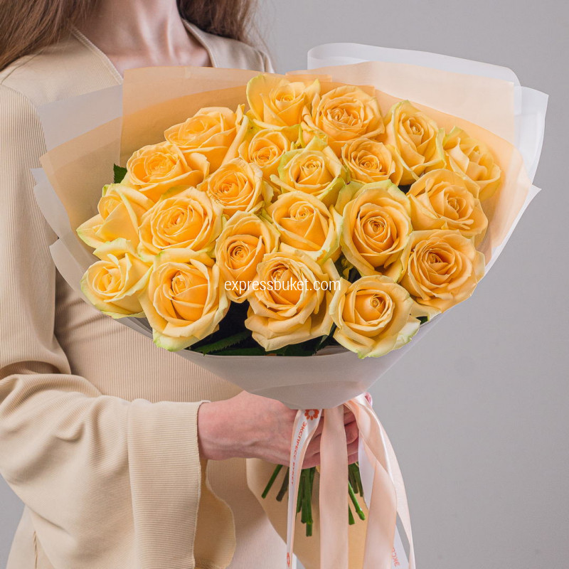 Букет роз Пич Аваланж 21 шт